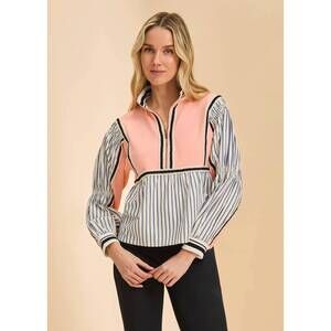 NEW FDJ mix media half zip top in light cantaloupe